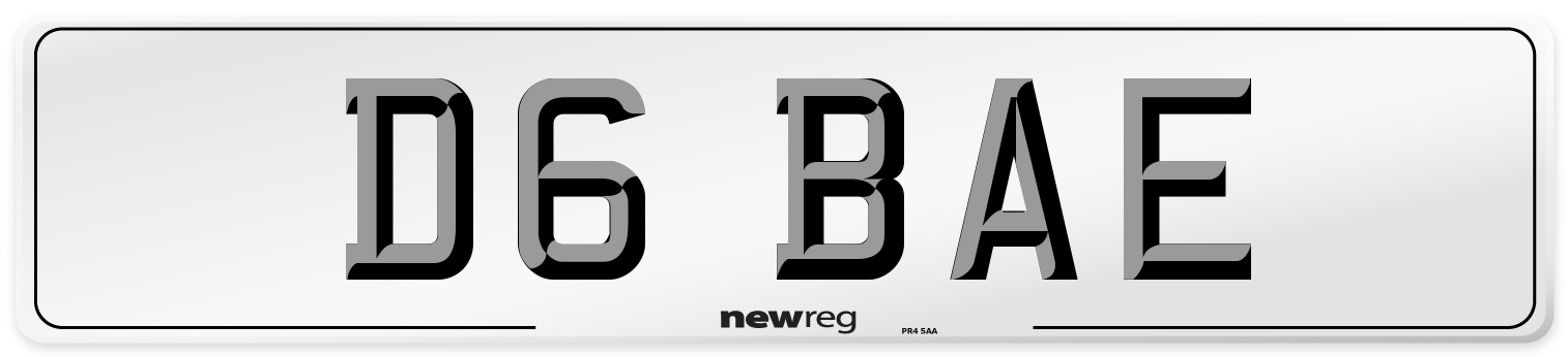 D6 BAE Front Number Plate