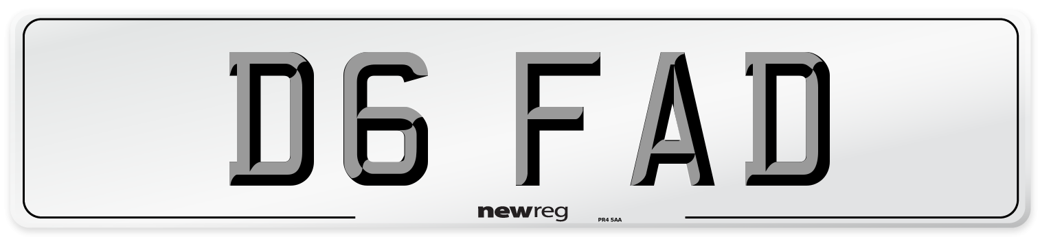 D6 FAD Front Number Plate