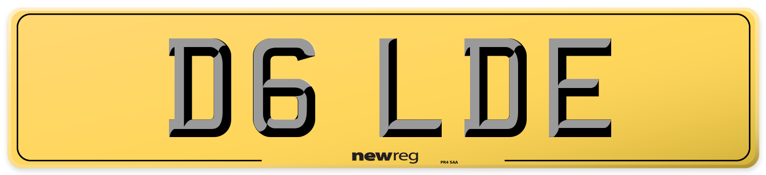 D6 LDE Rear Number Plate