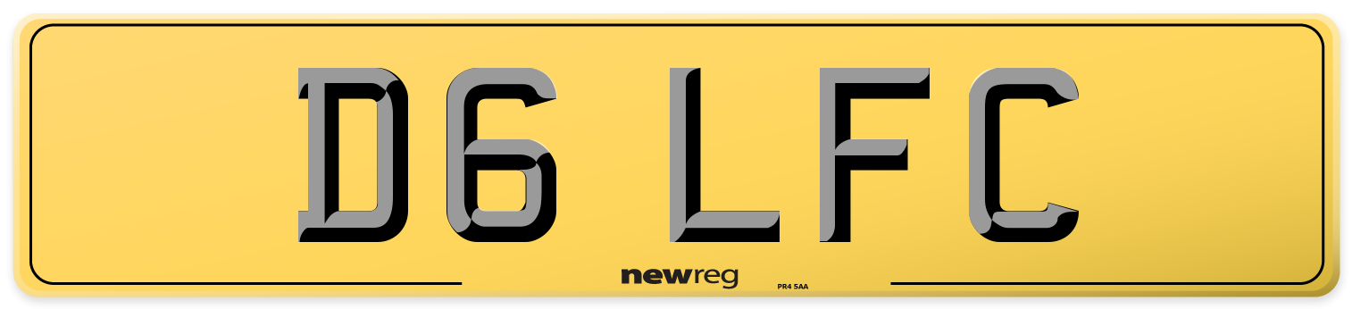 D6 LFC Rear Number Plate