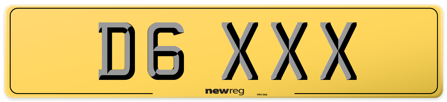 D6 XXX Rear Number Plate