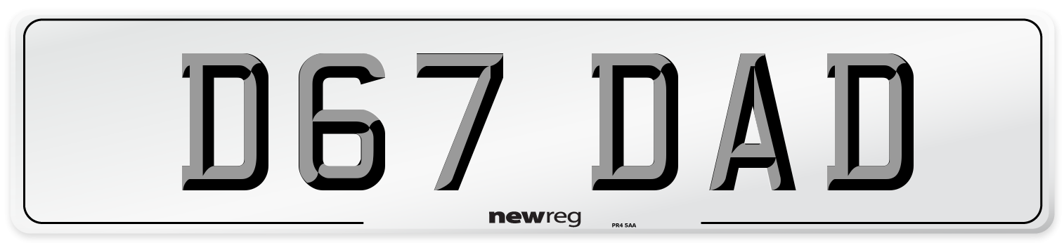 D67 DAD Front Number Plate