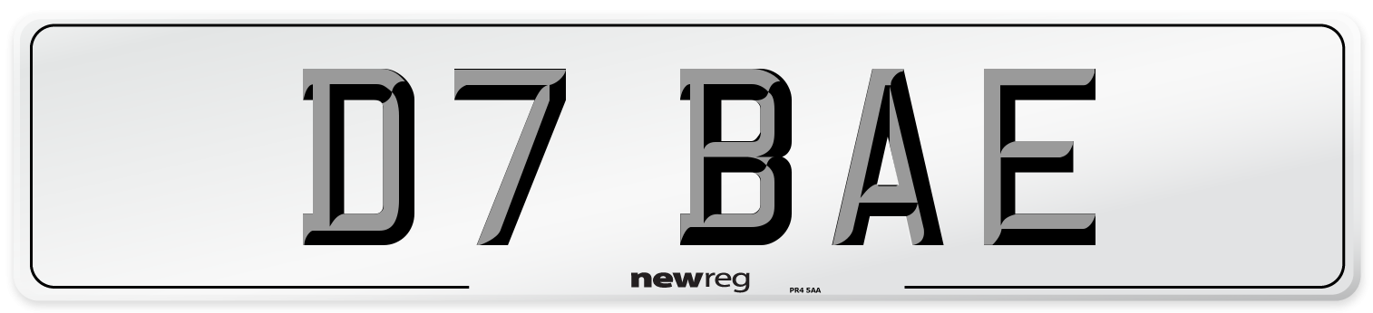 D7 BAE Front Number Plate