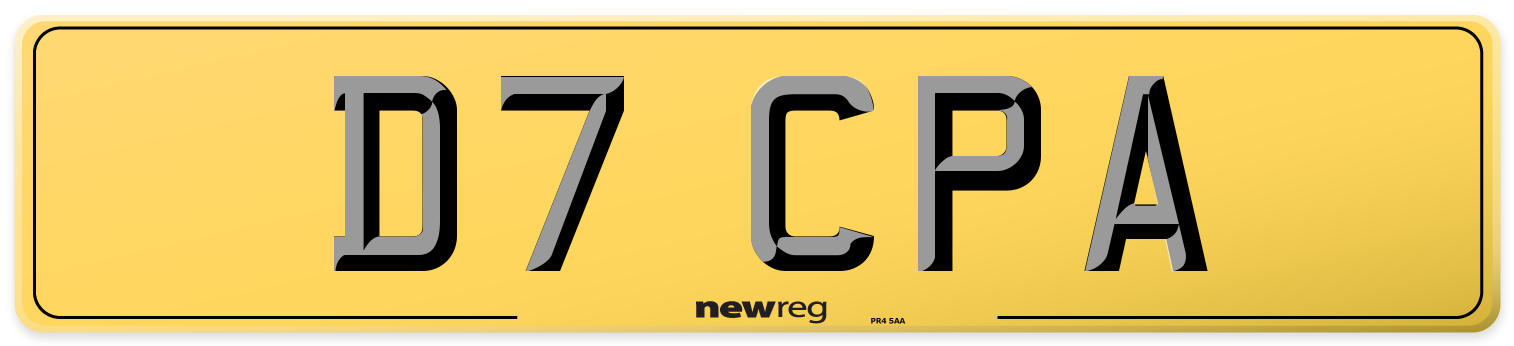 D7 CPA Rear Number Plate