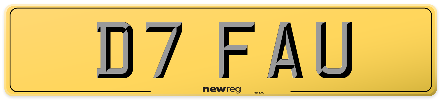 D7 FAU Rear Number Plate