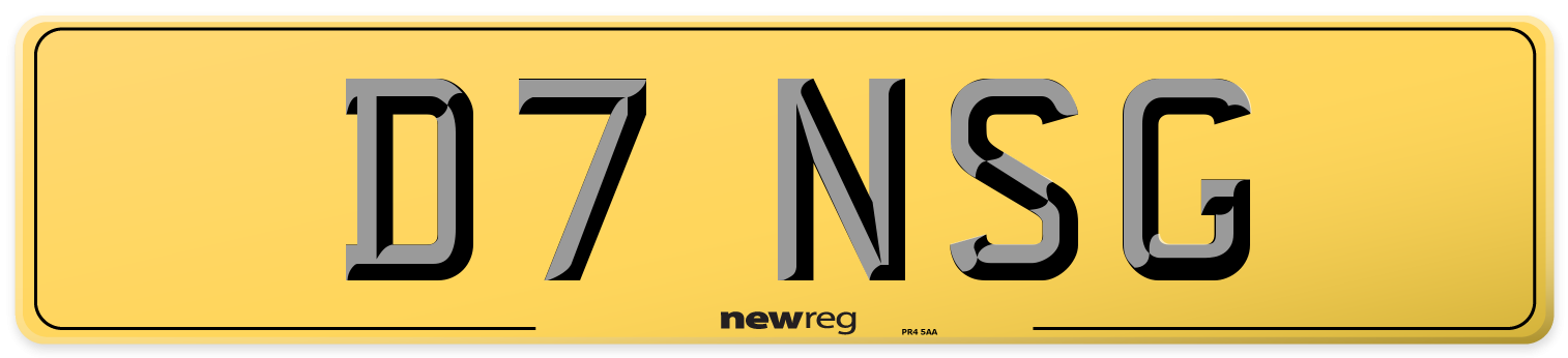 D7 NSG Rear Number Plate