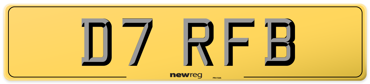 D7 RFB Rear Number Plate