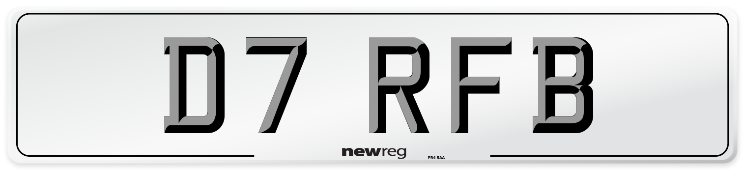 D7 RFB Front Number Plate