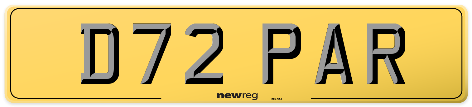 D72 PAR Rear Number Plate
