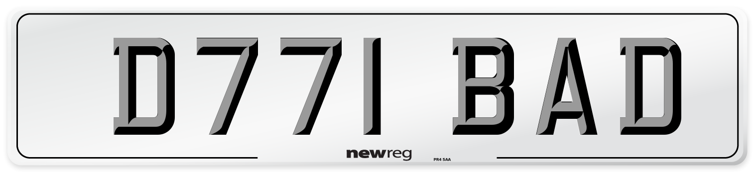 D771 BAD Front Number Plate