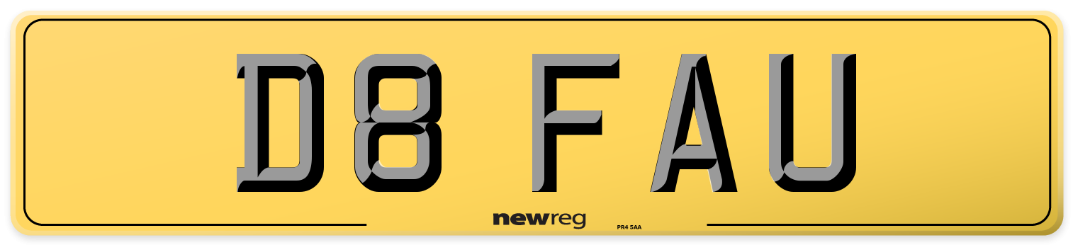 D8 FAU Rear Number Plate