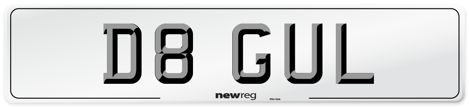 D8 GUL Front Number Plate