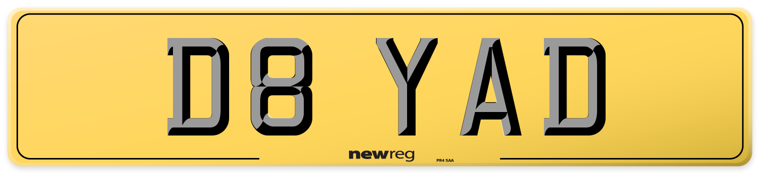 D8 YAD Rear Number Plate
