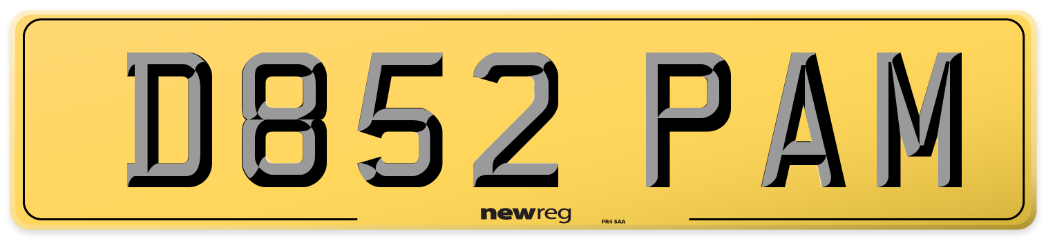 D852 PAM Rear Number Plate