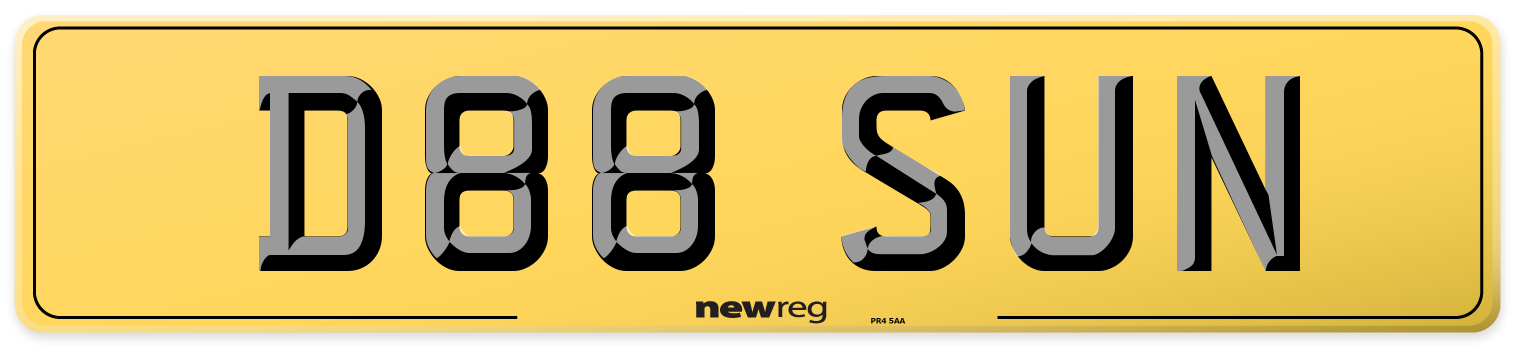 D88 SUN Rear Number Plate