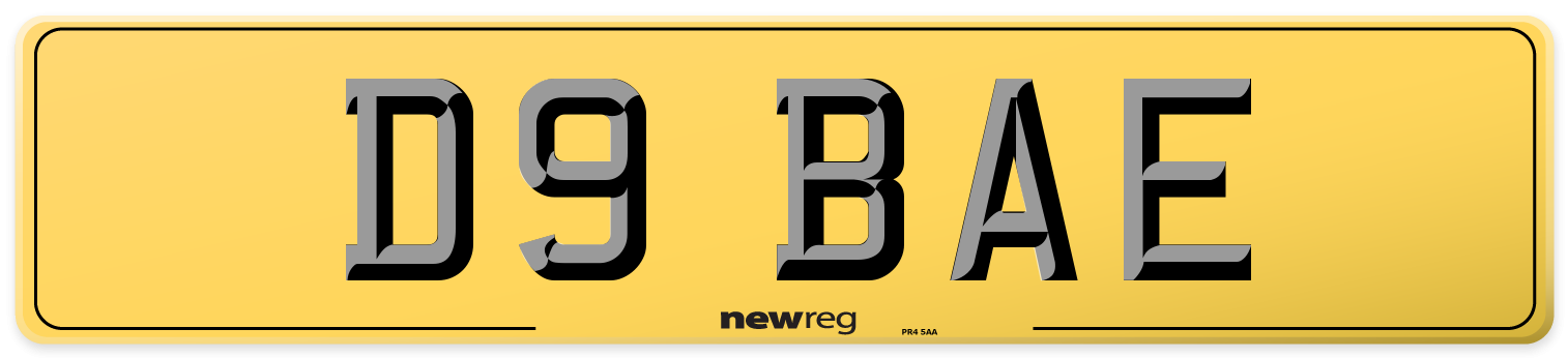 D9 BAE Rear Number Plate