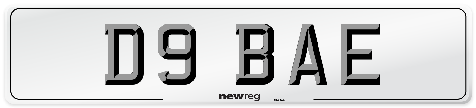 D9 BAE Front Number Plate