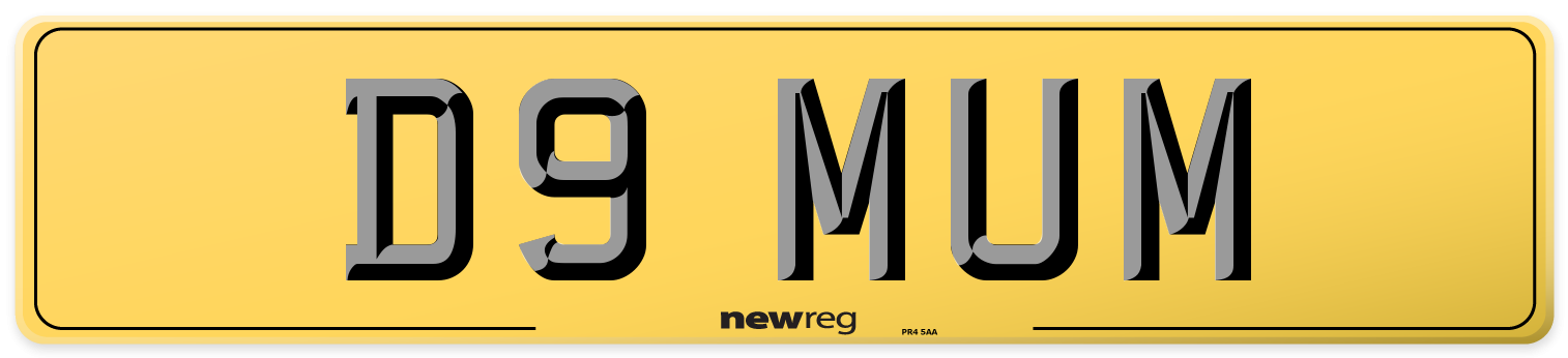 D9 MUM Rear Number Plate