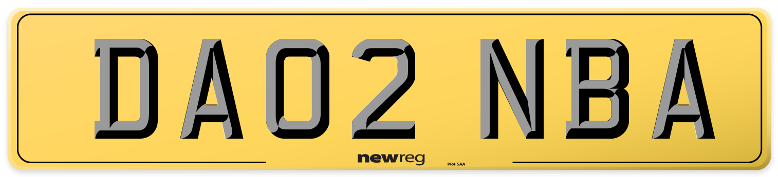 DA02 NBA Rear Number Plate
