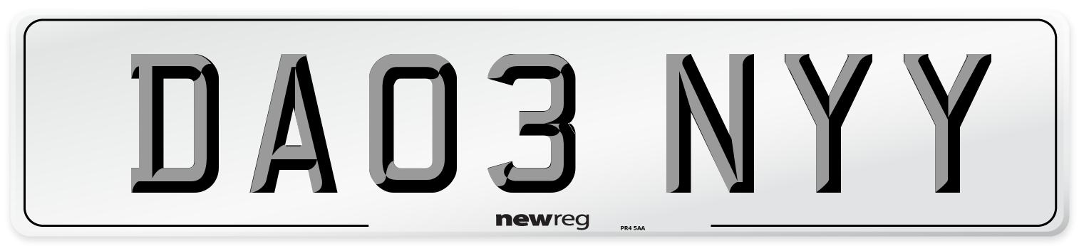 DA03 NYY Front Number Plate