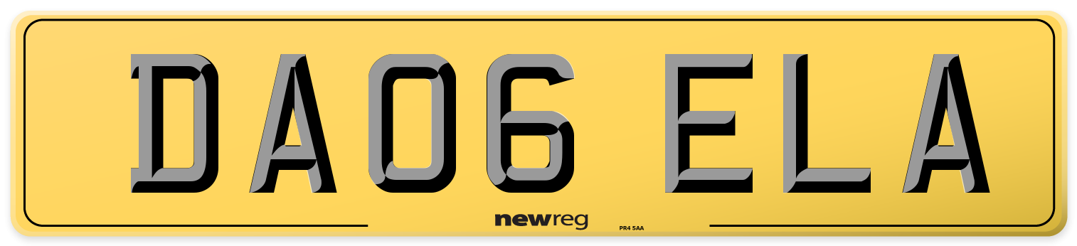 DA06 ELA Rear Number Plate