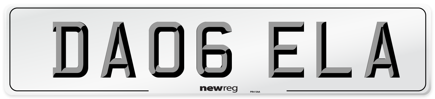 DA06 ELA Front Number Plate