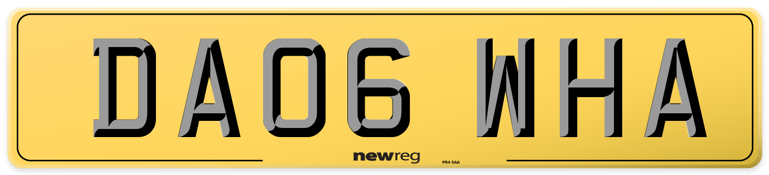 DA06 WHA Rear Number Plate