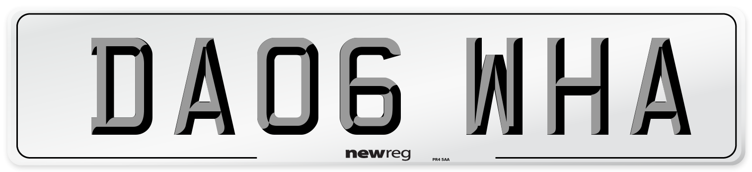 DA06 WHA Front Number Plate