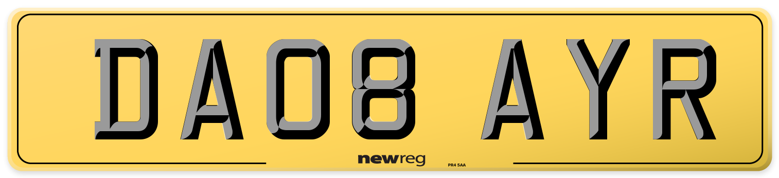 DA08 AYR Rear Number Plate