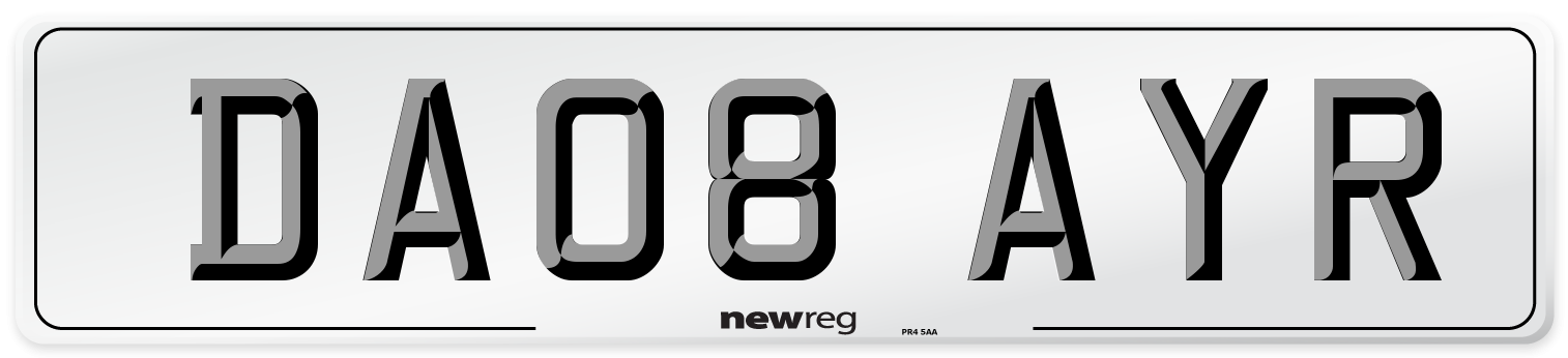 DA08 AYR Front Number Plate