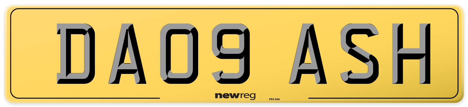 DA09 ASH Rear Number Plate