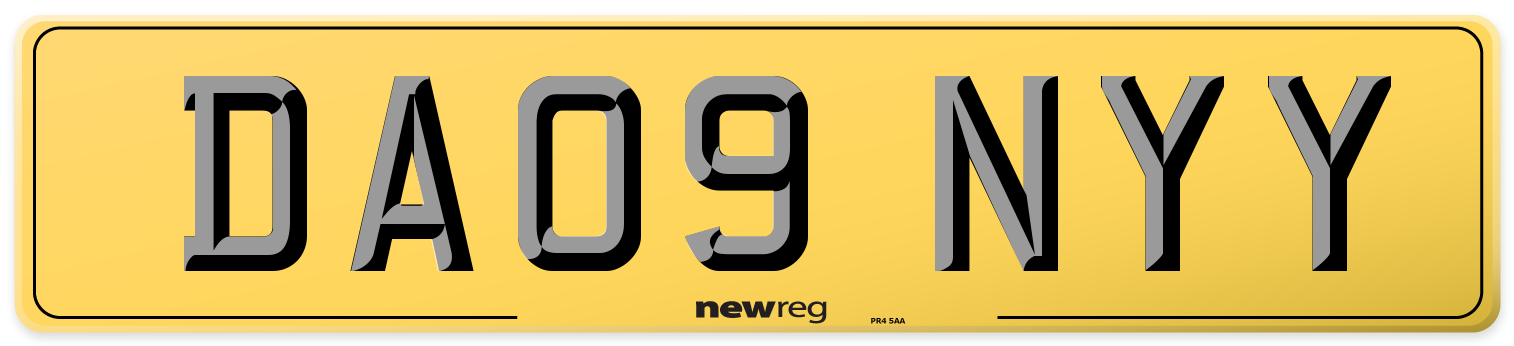 DA09 NYY Rear Number Plate
