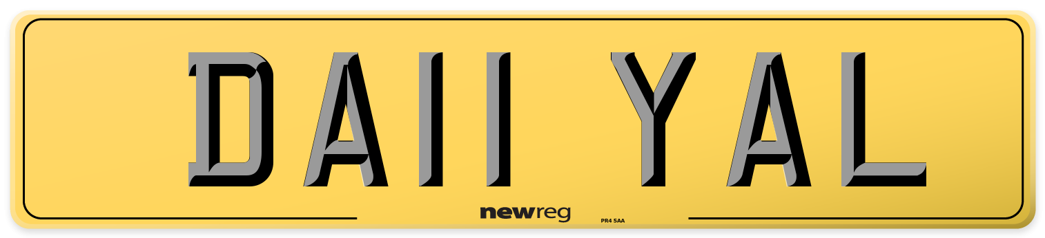 DA11 YAL Rear Number Plate