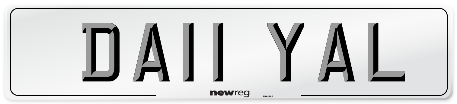 DA11 YAL Front Number Plate