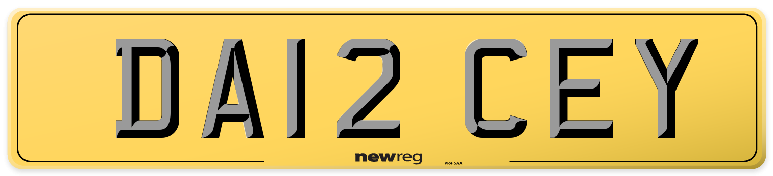 DA12 CEY Rear Number Plate