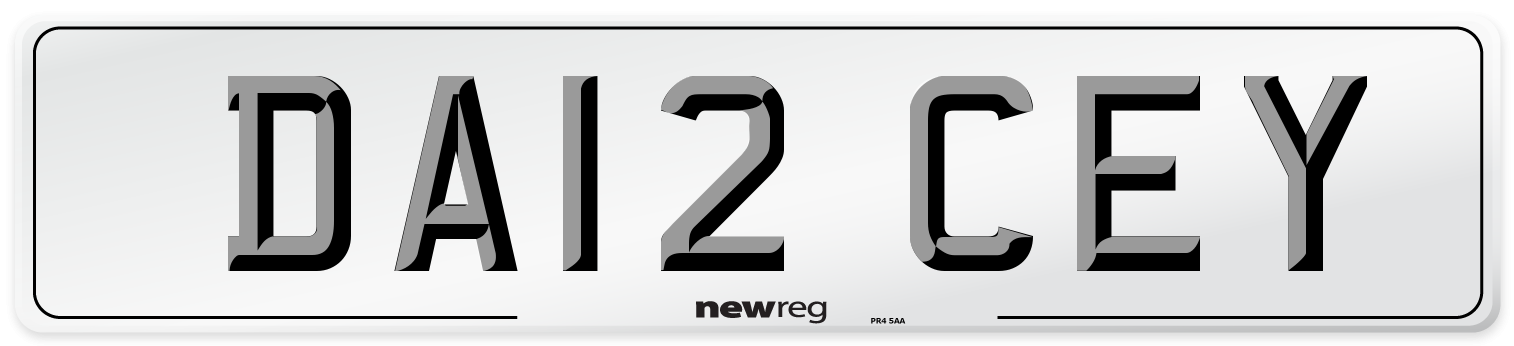 DA12 CEY Front Number Plate