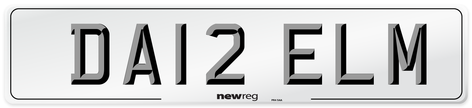 DA12 ELM Front Number Plate