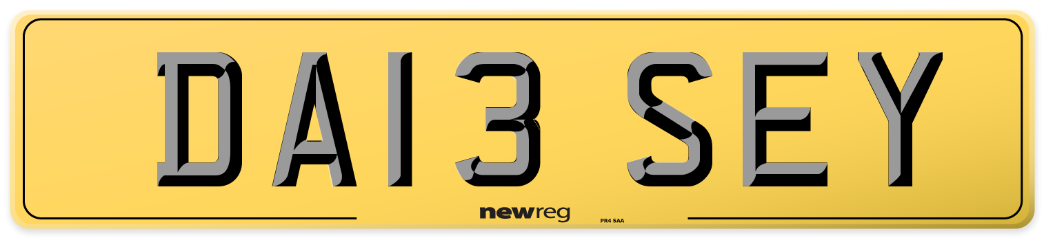 DA13 SEY Rear Number Plate