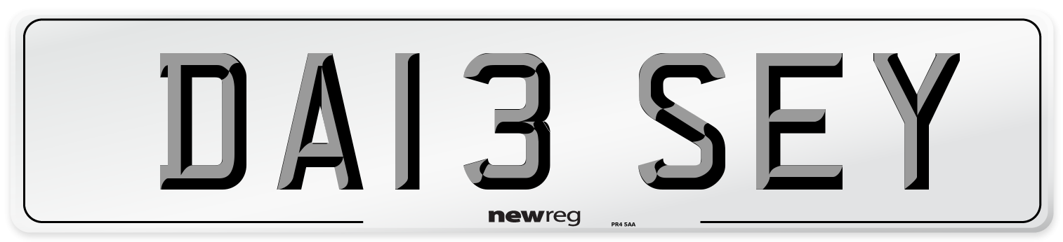 DA13 SEY Front Number Plate