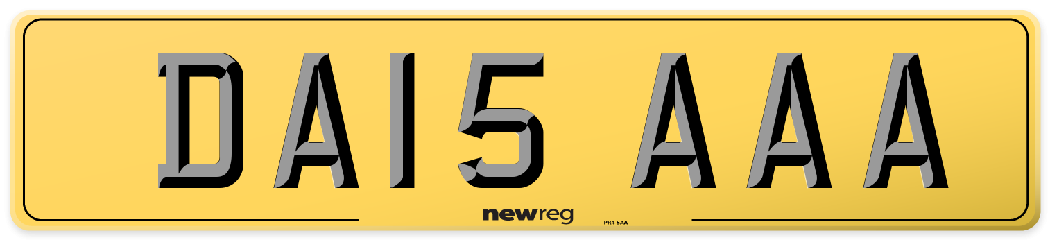 DA15 AAA Rear Number Plate