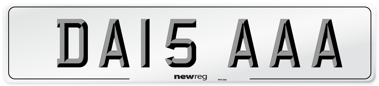 DA15 AAA Front Number Plate