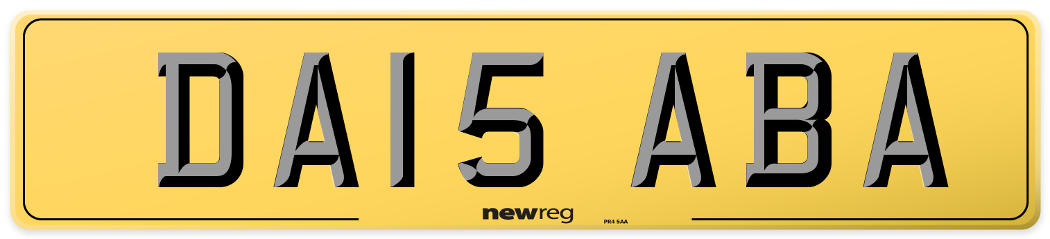 DA15 ABA Rear Number Plate
