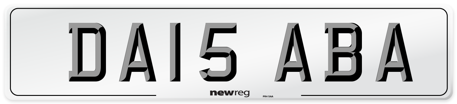 DA15 ABA Front Number Plate