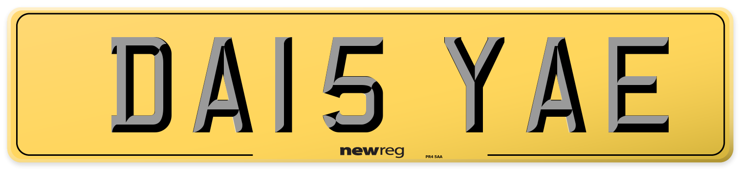 DA15 YAE Rear Number Plate