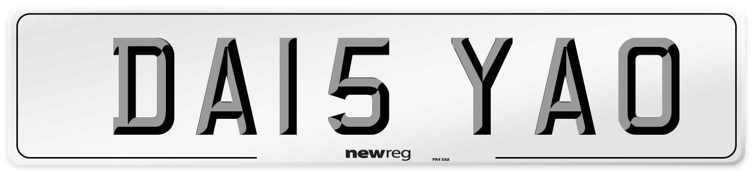 DA15 YAO Front Number Plate