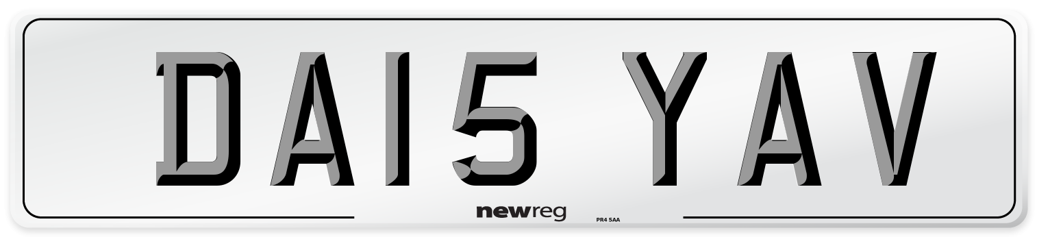 DA15 YAV Front Number Plate