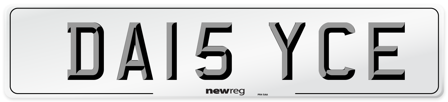 DA15 YCE Front Number Plate