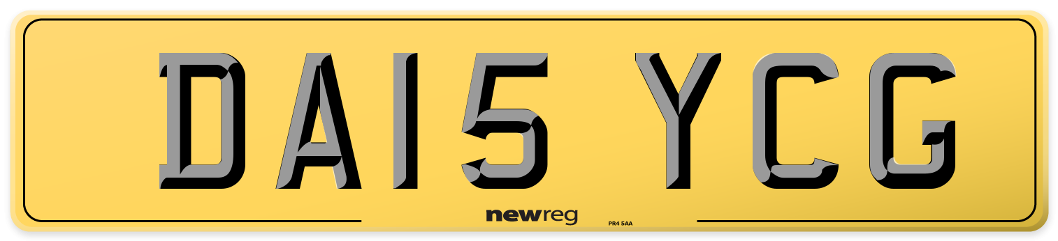 DA15 YCG Rear Number Plate