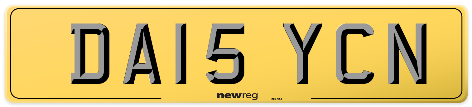 DA15 YCN Rear Number Plate
