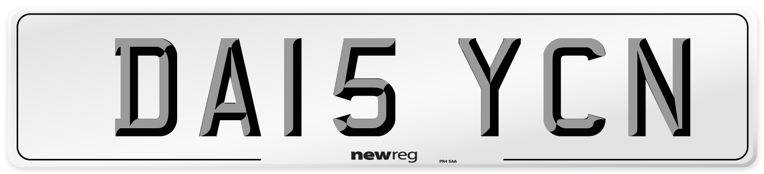 DA15 YCN Front Number Plate